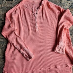 Aerie Coral Wow Waffle Knit Top Size M